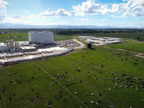 Aerial photo of Platteville Dairy Farm and milk plant